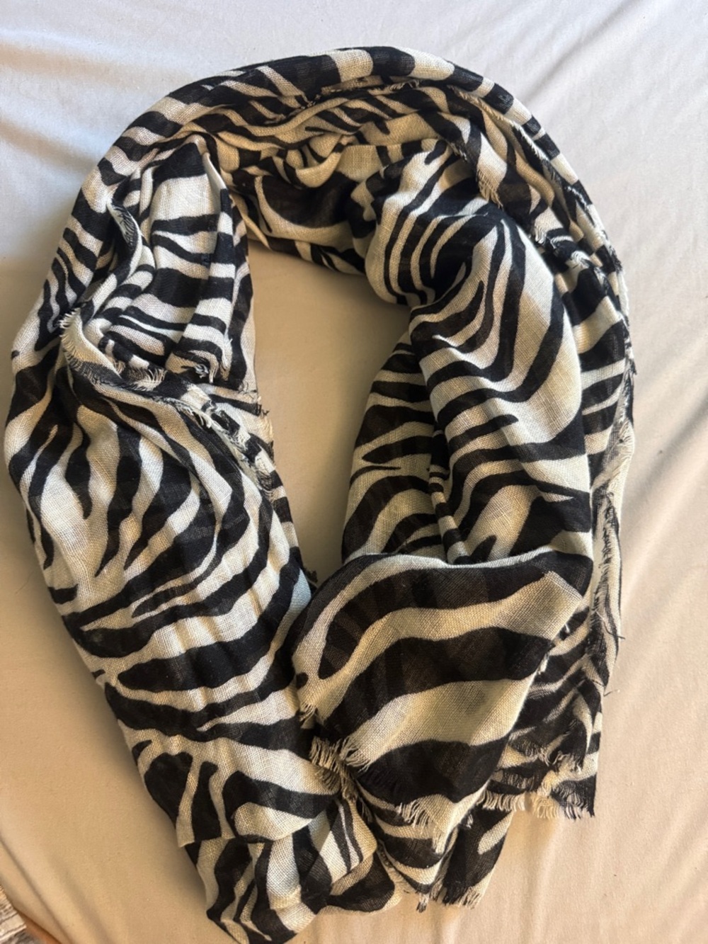 Mango Black and White Zebra Stripe Scarf
